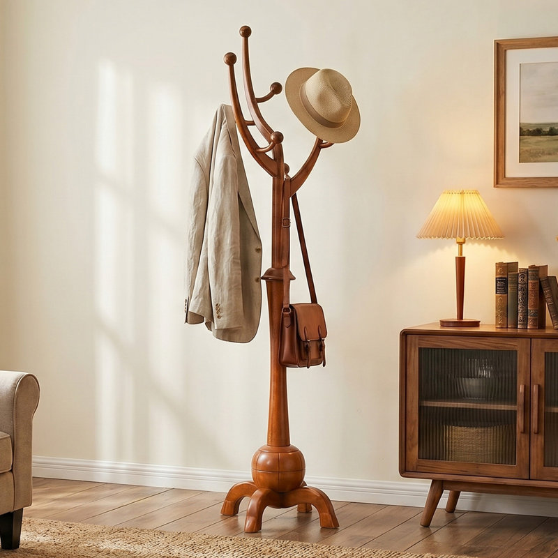 Wildon Home® Janiya 8-Hook Solid Wood Freestanding Coat Rack